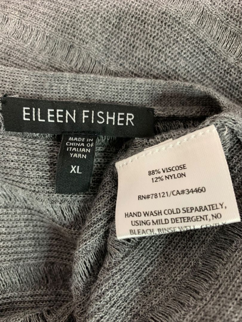 Size XL Eileen Fisher Womens Gray Lightweight Pullover Sweater Knit Stripes