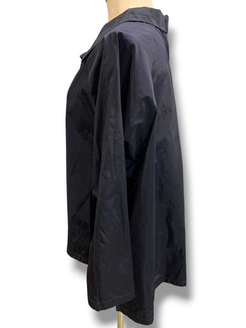 One Size Planet by Lauren G Womens Navy Blue Single Button Shirt Lagenlook