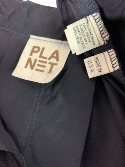 One Size Planet by Lauren G Womens Navy Blue Single Button Shirt Lagenlook