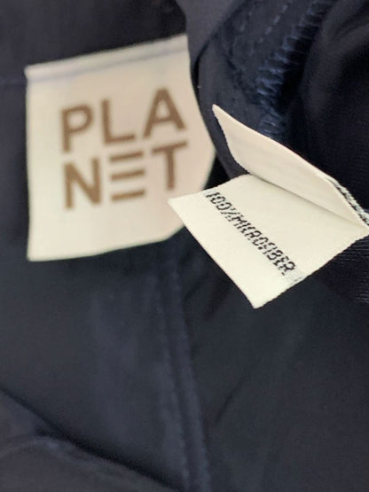 One Size Planet by Lauren G Womens Navy Blue Single Button Shirt Lagenlook