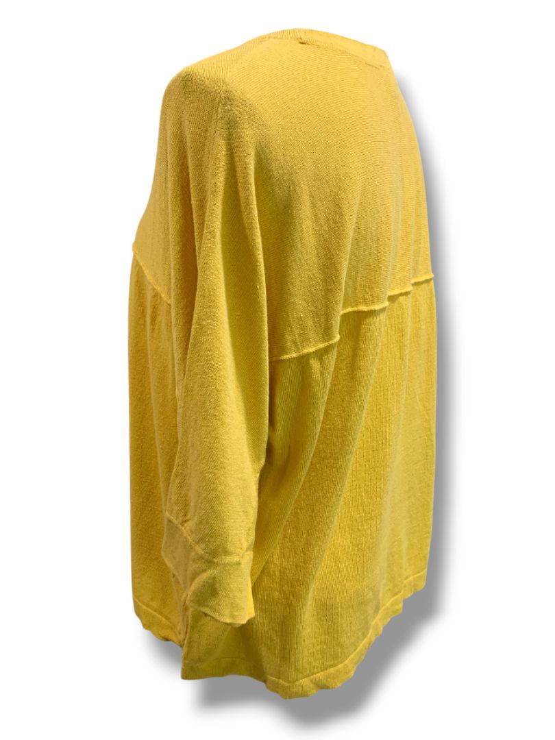 Size XL Petite J.Jill  Yellow Womens Sweater Linen Blend Flowy 1/2 Sleeve