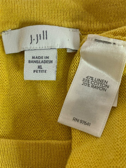 Size XL Petite J.Jill  Yellow Womens Sweater Linen Blend Flowy 1/2 Sleeve