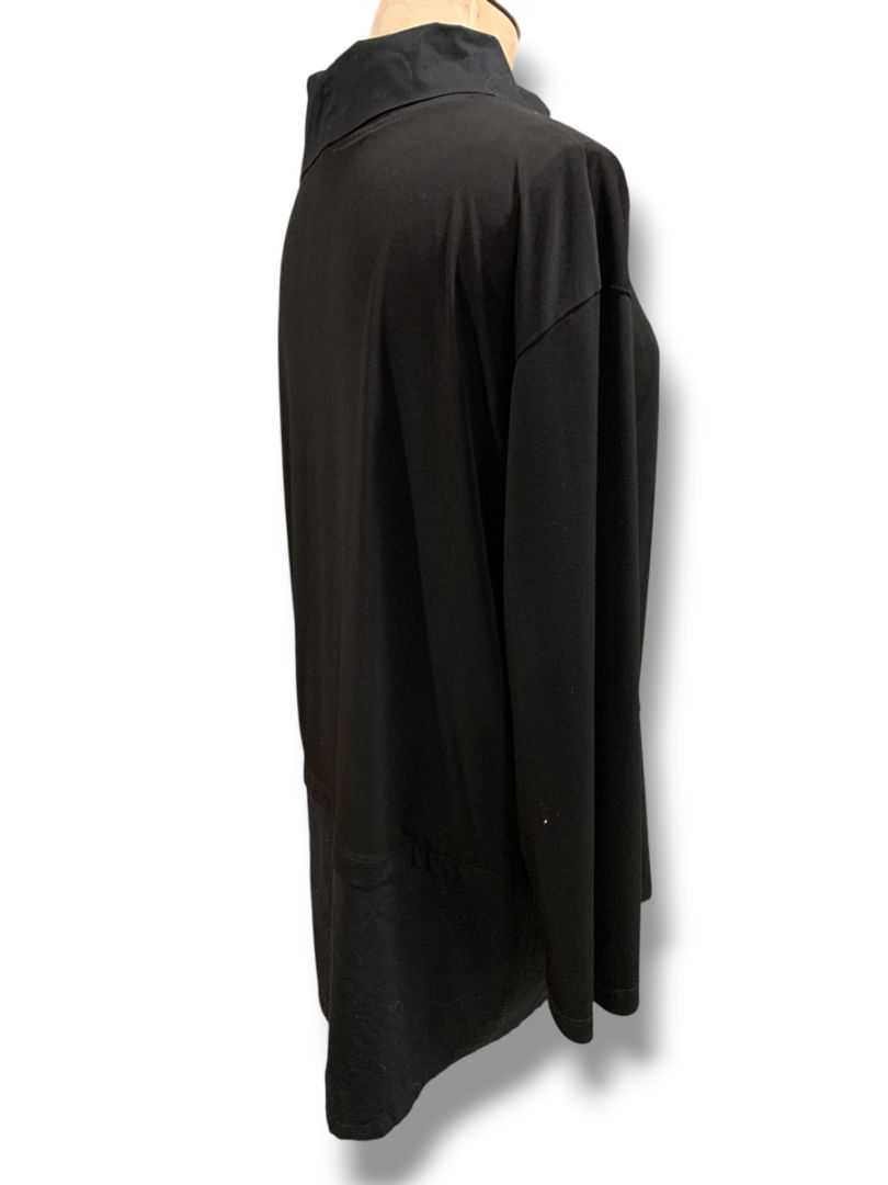 Large Planet by Lauren G Womens  Black Tunic Top Collared Oversized Artsy