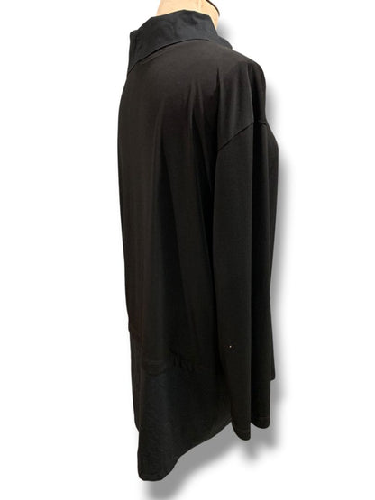 Large Planet by Lauren G Womens  Black Tunic Top Collared Oversized Artsy