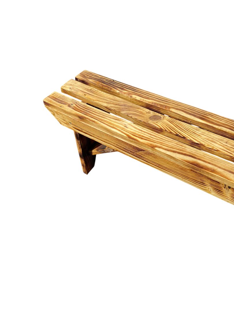 Handmade Rustic Wood Bench Flame Burned Farmhouse Entryway Porch Seat