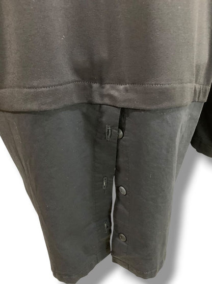 Large Planet by Lauren G Womens  Black Tunic Top Collared Oversized Artsy