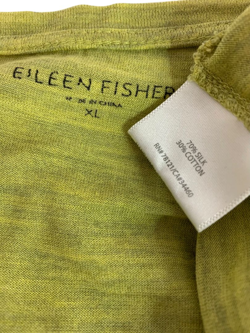 Size XL Eileen Fisher Womens Green Silk Cotton Blend Oversize Shirt