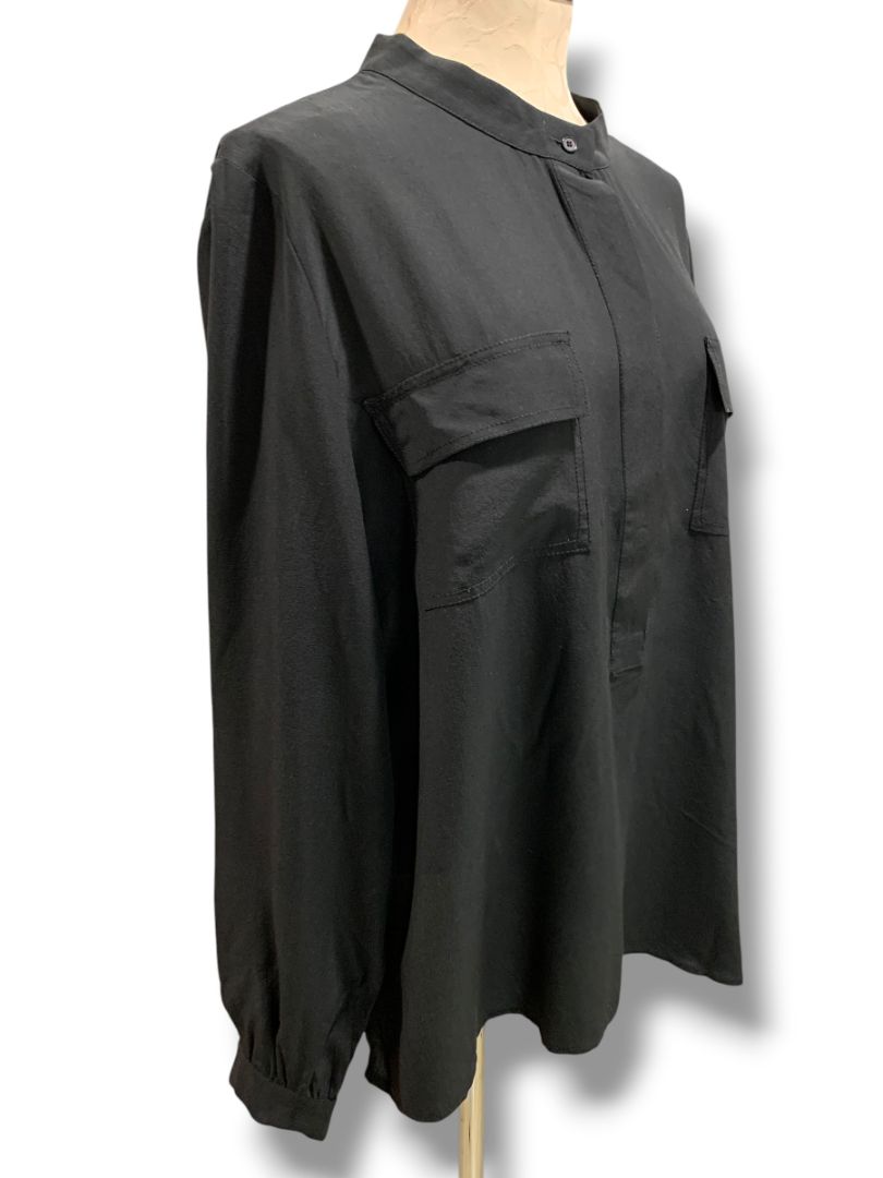 Size XL Talbots Womens Silk Pullover Black Long Sleeve Blouse Shirt