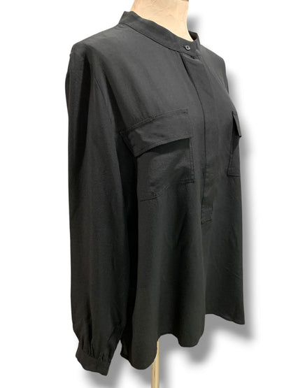 Size XL Talbots Womens Silk Pullover Black Long Sleeve Blouse Shirt