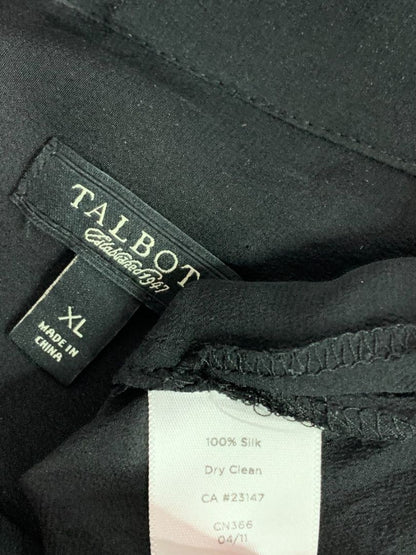 Size XL Talbots Womens Silk Pullover Black Long Sleeve Blouse Shirt