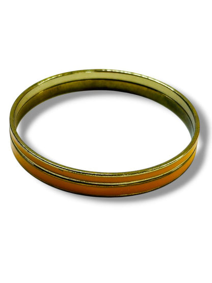 Set of 2 Goldtone Mustard Enameled Goldtone Bangle Bracelet 2.75" Inside Diameter