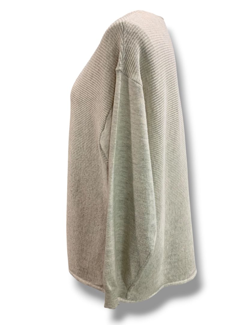 Size XL Ella Moss Womens V-Neck Sweater Gray Vertical Rib Knit Tunic