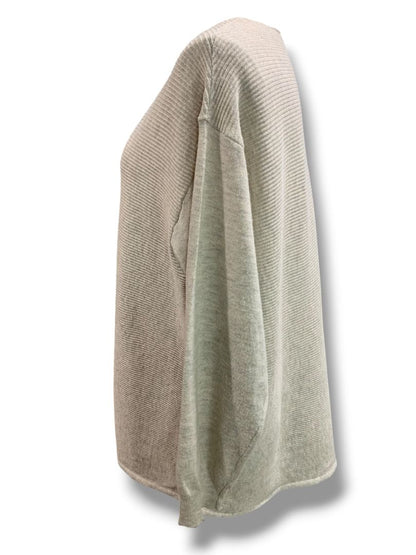 Size XL Ella Moss Womens V-Neck Sweater Gray Vertical Rib Knit Tunic
