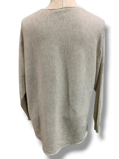 Size XL Ella Moss Womens V-Neck Sweater Gray Vertical Rib Knit Tunic