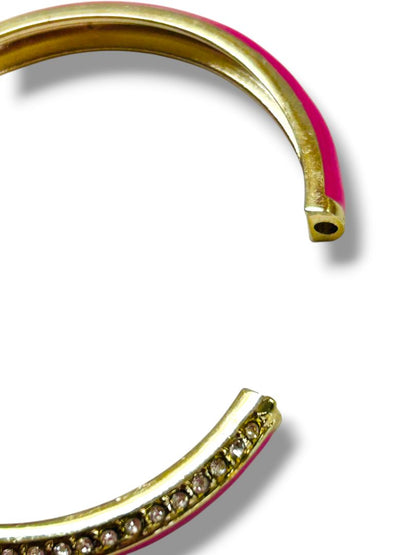 Lot of 3 Assorted Bangle Bracelets Hot Pink Silvertone Goldtone