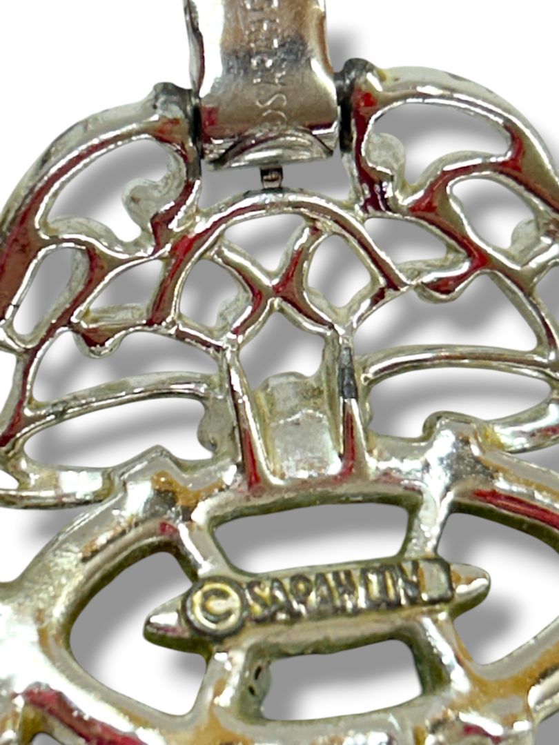 Lot of 2 Silvertone Signed Sarah Coventry 7.2" Ornate Filigree Vintage Look Foldover Clasp