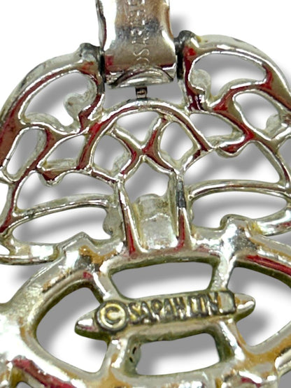 Lot of 2 Silvertone Signed Sarah Coventry 7.2" Ornate Filigree Vintage Look Foldover Clasp