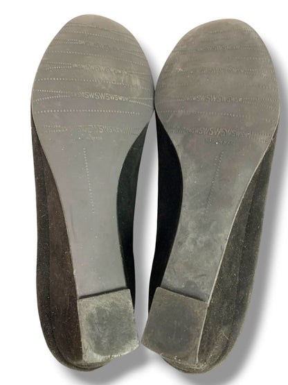 Size 10 Stuart Weitzman Womens Black Suede Wedge Heel Silvertone Buckle Design