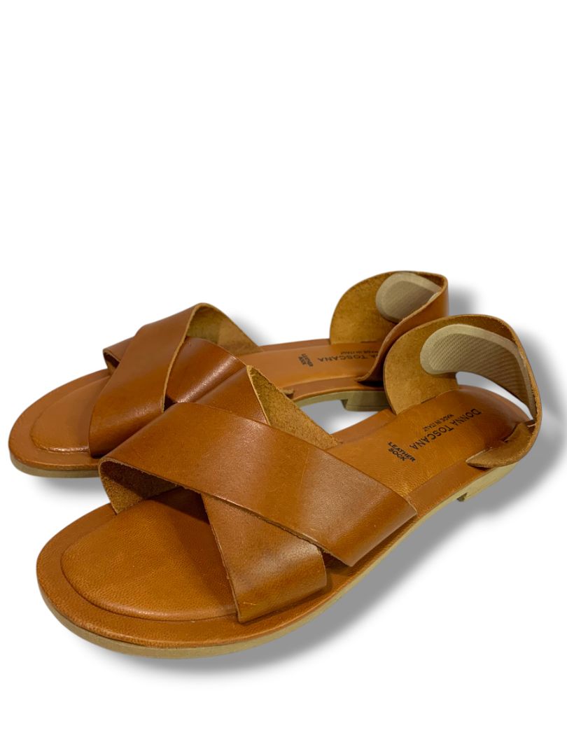 Size 9.5 Donna Toscana Womens Brown Leather Sandals Crossband