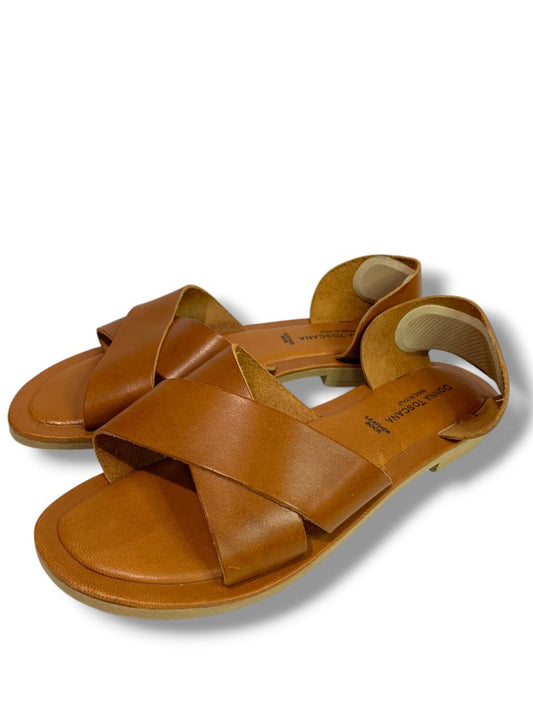 Size 9.5 Donna Toscana Womens Brown Leather Sandals Crossband