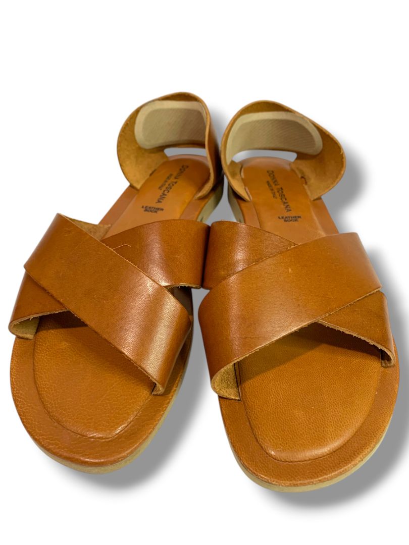Size 9.5 Donna Toscana Womens Brown Leather Sandals Crossband