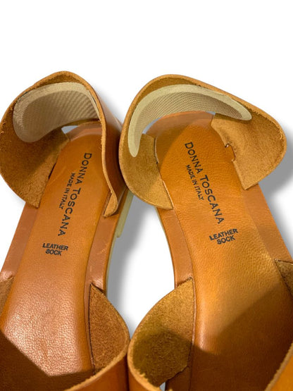 Size 9.5 Donna Toscana Womens Brown Leather Sandals Crossband