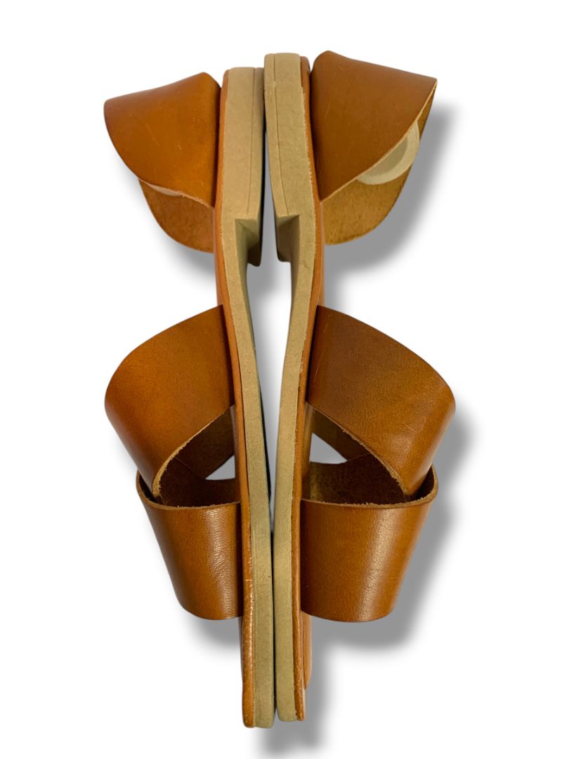 Size 9.5 Donna Toscana Womens Brown Leather Sandals Crossband