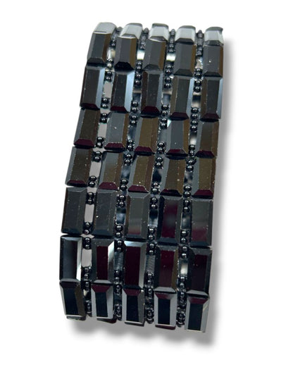 Black Stretch Bracelet Mod Retro Style 1.25" Thick
