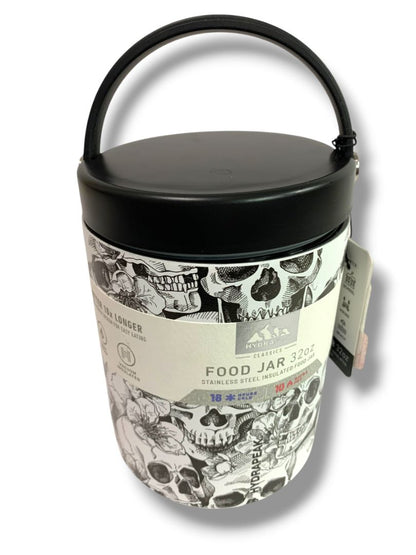 New Hydrapeak 32 Ounce Stainless Steel Skull Insulated Food Jar Handle Screw Top