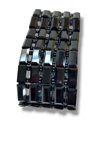 Black Stretch Bracelet Mod Retro Style 1.25" Thick