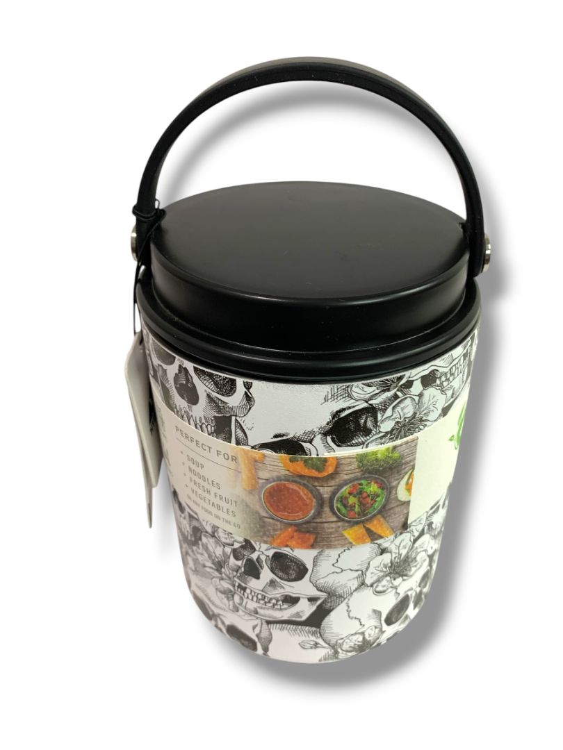 New Hydrapeak 32 Ounce Stainless Steel Skull Insulated Food Jar Handle Screw Top