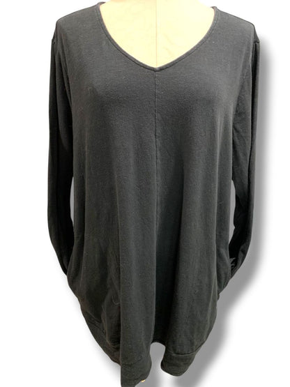 Size 2X J.Jill Black V-Neck Tunic Shirt Knit Pockets Banded Hem