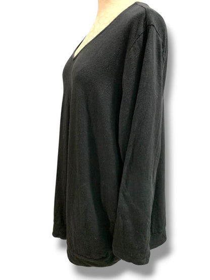 Size 2X J.Jill Black V-Neck Tunic Shirt Knit Pockets Banded Hem