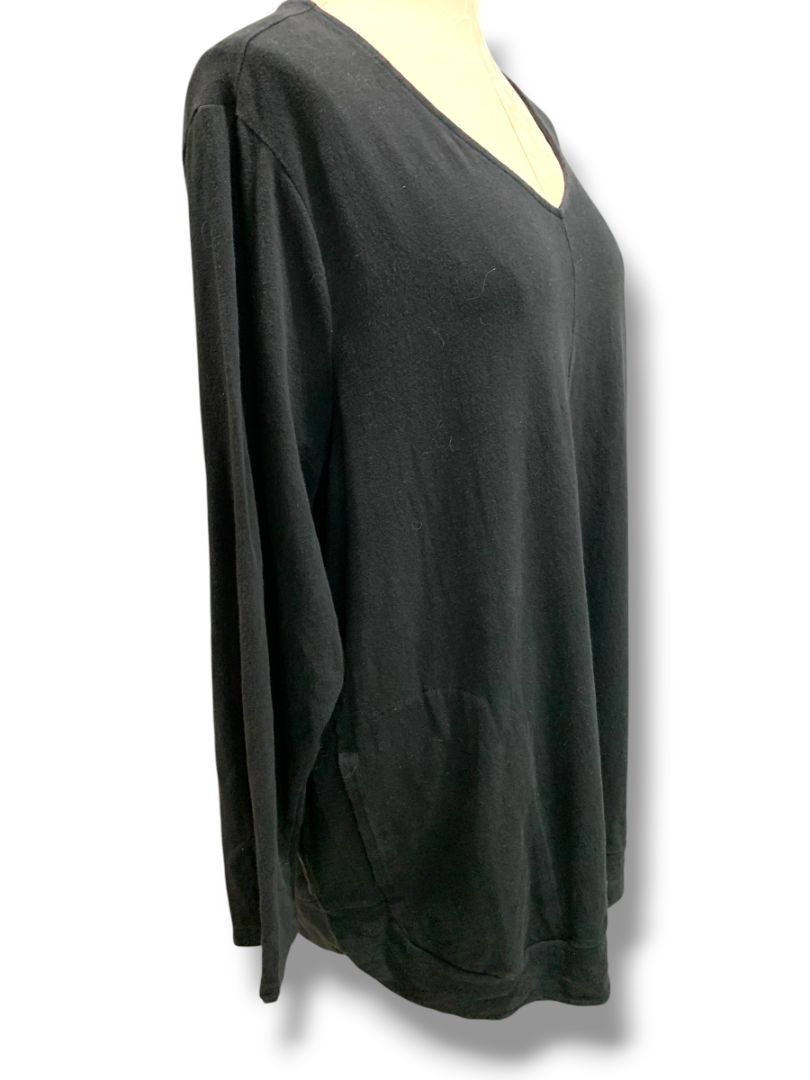 Size 2X J.Jill Black V-Neck Tunic Shirt Knit Pockets Banded Hem