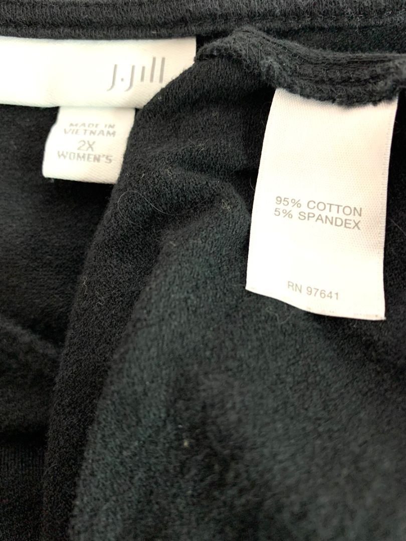 Size 2X J.Jill Black V-Neck Tunic Shirt Knit Pockets Banded Hem