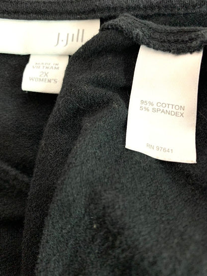 Size 2X J.Jill Black V-Neck Tunic Shirt Knit Pockets Banded Hem