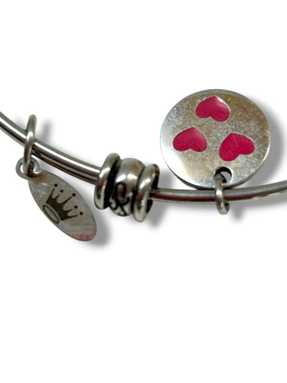 Best Mom Ever Adjustable Bangle Charm Bracelet Silvertone Heart