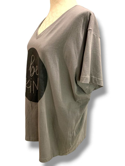 Size 2X LAT Womens V-Neck Tshirt Gray "Be Kind" #CEProud