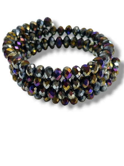 Wire Wrap Bracelet Faceted Dark Aurora Borealis Beads 3-4X Rows