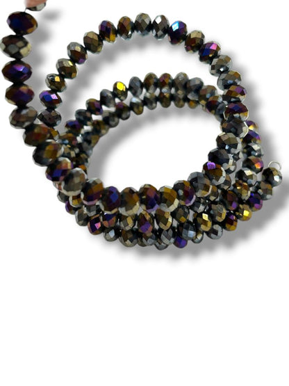 Wire Wrap Bracelet Faceted Dark Aurora Borealis Beads 3-4X Rows