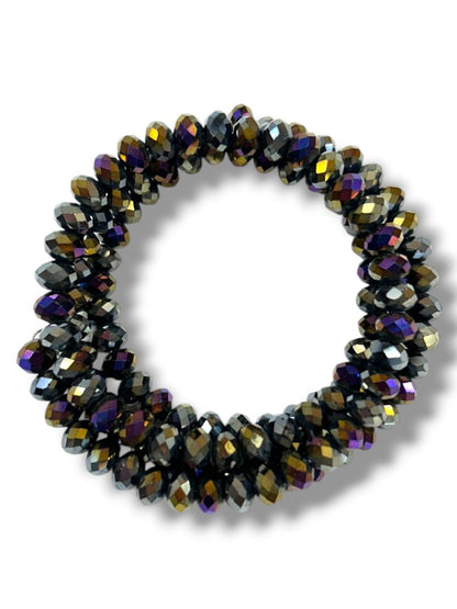 Wire Wrap Bracelet Faceted Dark Aurora Borealis Beads 3-4X Rows