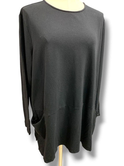 Size 2X J.Jill Womens Black Tunic Knit Top Pocket Soft Long Sleeve