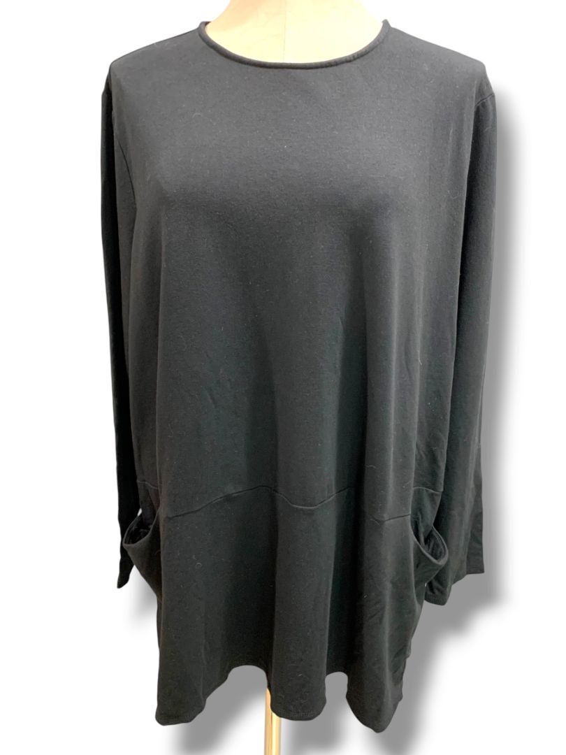 Size 2X J.Jill Womens Black Tunic Knit Top Pocket Soft Long Sleeve