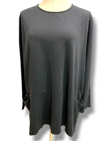 Size 2X J.Jill Womens Black Tunic Knit Top Pocket Soft Long Sleeve
