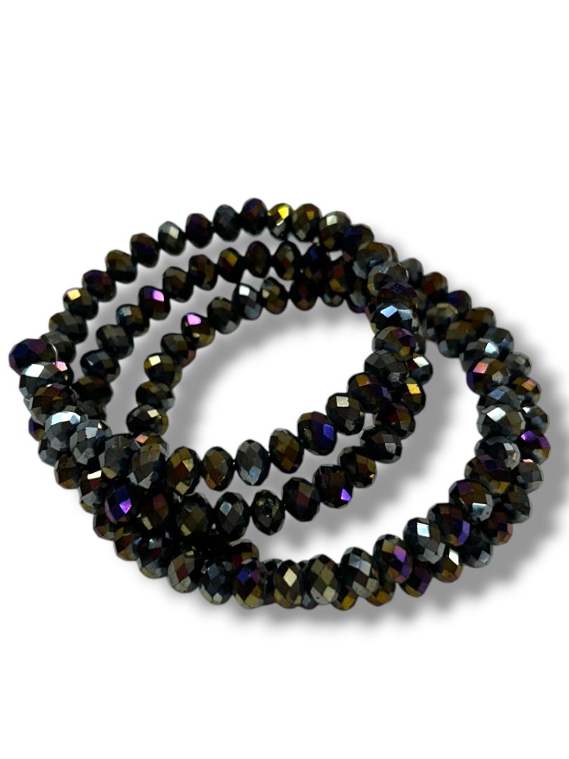 Wire Wrap Bracelet Faceted Dark Aurora Borealis Beads 3-4X Rows