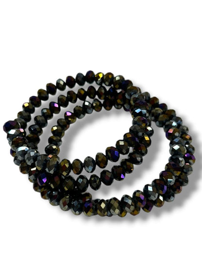 Wire Wrap Bracelet Faceted Dark Aurora Borealis Beads 3-4X Rows