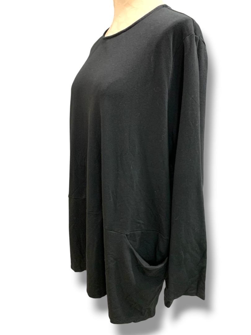 Size 2X J.Jill Womens Black Tunic Knit Top Pocket Soft Long Sleeve