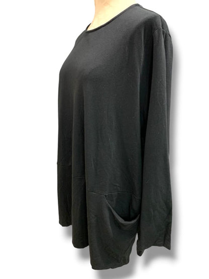 Size 2X J.Jill Womens Black Tunic Knit Top Pocket Soft Long Sleeve