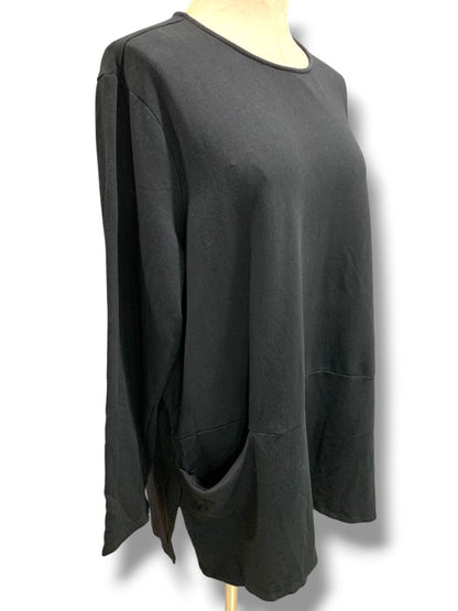 Size 2X J.Jill Womens Black Tunic Knit Top Pocket Soft Long Sleeve