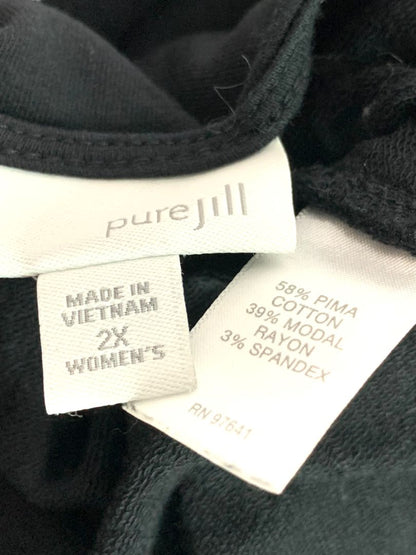Size 2X J.Jill Womens Black Tunic Knit Top Pocket Soft Long Sleeve